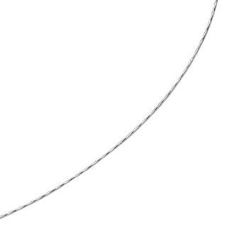 14k White Gold 1.5 mm (1/16 Inch) Round Twisted Omega Necklace 16" w/ Lobster Claw Clasp Chain Necklaces Jewelry
