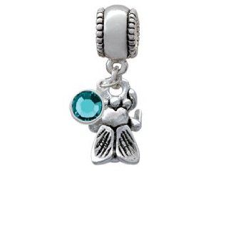 Napoleon's Small Silver Bee Charm Bead with Blue Zircon Crystal Dangle Jewelry