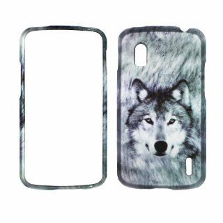 2D Snow Wolf LG Nexus 4 E960 T Mobile Case Cover Hard Case Snap on Rubberized Touch Protector Faceplates Cell Phones & Accessories