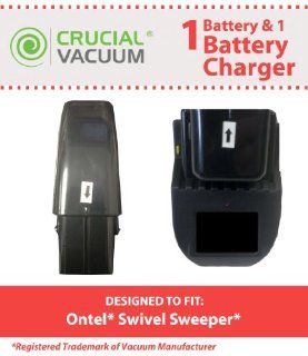 Crucial Vacuum High Capacity Black Vacuum Battery & 1 Battery Charger Fit Ontel Swivel Sweeper G1 & G2; Compare to Part # RU RBG; Designed & Engineered by Crucial Vacuum   Household Vacuum Parts And Accessories
