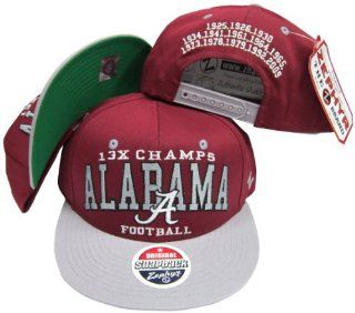 Alabama Crimson Tide 13X National Football Champs Plastic Snapback Adjustable Plastic Snap Back Hat / Cap  Sports Fan Baseball Caps  Sports & Outdoors