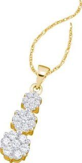 14KT Yellow Gold 0.25 CTW Diamond Flower Pendant Vishal Jewelry Jewelry