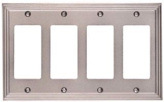 Four Gang Decora GFI Rocker Outlet Cover Wall Plate Satin Nickel Finish   Switch And Outlet Plates  