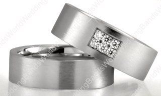 Diamond His and Her Wedding Ring Set 6.00mm Wide, 0.18 Carat Weight Jewelry