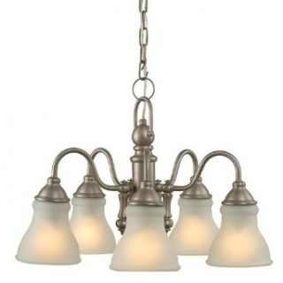 Royce Lighting 39256BLE 965 Morrpark 5 Light Chandelier with Acid Etched Glass Shades, Brushed Steel    