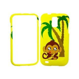 Samsung Galaxy S2 S 2 SII S II T Mobile TMobile Hercules T989 T 989 Happy Monkey Ape Animal Banana Tree on Yellow Design Snap On Hard Protective Cover Cell Phone Case Cell Phones & Accessories