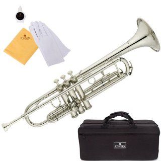 Cecilio 2Series TT 280N Nickel Plated B Flat Trumpet + Hard Case, Mouthpiece and Accessories Musical Instruments
