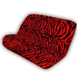 Red & Black Zebra Animal Print Bench Seat Cover Universal Car Van Truck Automotive