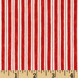 44'' Wide Paper Dolls Christmas Stripe Red Fabric By The Yard