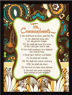 Ten Commandments Wood Frame Plaque with Easel   Decorative Plaques