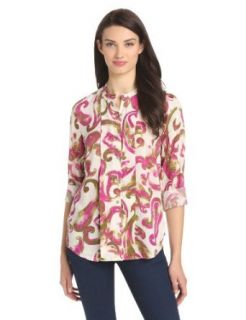 Foxcroft Women's Watercolor Paisley Shirt, Multi, 4