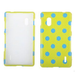 LG Optimus G E970 Lime/Blue Dots Glossy Cover Cell Phones & Accessories