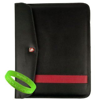 Swiss Leatherwear Apple iPad Accessories Swiss Diplomat Black & Red Leather Envelope Cover for the BRAND NEW The NEW Apple iPad (3rd Generation) + VanGoddy LIVE * LAUGH * LOVE Wristband Computers & Accessories