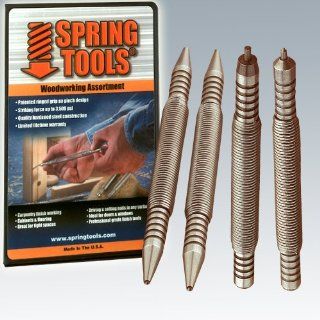 SpringTools WWA996 4 Piece Woodworking Set with Center Punch, Nail Set, Combo Nail Set, Self Centering Brad Setter, Self Centering Center Punch   Hand Tool Center Punches  