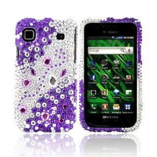[Luxmo] Purple/Silver Rhinestones Bling Samsung Vibrant T959 Hard Case Cover; Fashion Jeweled Snap On Plastic Case; Perfect Fit as Best Coolest Design Cases for Vibrant T959/Samsung T959 Compatible with Verizon, AT&T, Sprint,T Mobile and Unlocked Phone