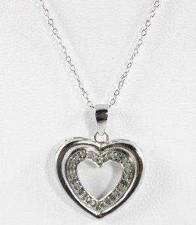 Victoria Townsend Necklace, 18" Sterling Silver Diamond Heart Pendant Victoria Townsend Jewelry