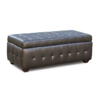 Zen Collection, Bonded Leather Lift Top Tufted Storage Bench/Trunk by Diamond Sofa   Leather Storage Ottoman