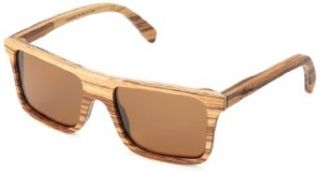 Shwood Govy WOGZBP Polarized Rectangular Sunglasses,Zebrawood,53 mm Clothing
