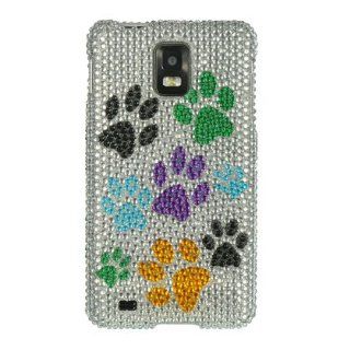 Samsung Infuse / I997 4g Full Diamond Case Silver Multi Dog Paws Case Cover Cell Phones & Accessories