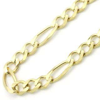 14K Yellow Gold 5mm Figaro Flat Chain Necklace 24" Jewelry
