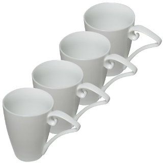 Set of 4 16oz Pure White Porcelain Coffee Mugs Kitchen & Dining
