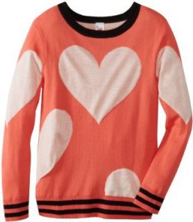 Beautees Girls 7 16 Big Heart Pullovere Sweater, Coral, Small Pullover Sweater Clothing