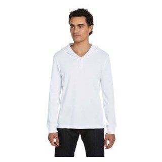 Mens Thermal Long Sleeve Henley Hoodie White   S  Other Products  