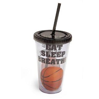 17 oz. Basketball Life Double Wall Insulated Tumbler Cup w/ Lid & Straw Kitchen & Dining