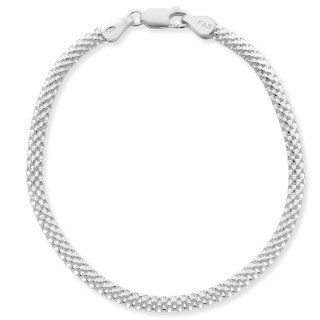 Sterling Silver Mesh Chain Bracelet, 7" Jewelry
