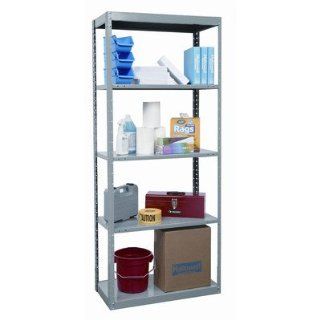 Hallowell DT5510 24HG Dura Tech Heavy Duty Pass Through Shelving Individual Unit with 5 Shelves, Hallowell Gray Steel, 36" Width, 87" Height, 24" Depth, 800 lbs Shelf Capacity, Knock Down
