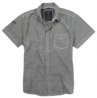 Guess Mens Border Button down Shirt, Voodoo Grey (Small) at  Mens Clothing store