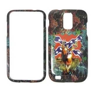 Samsung Galaxy S II T989 HERCULES   Deer & Rebel Flag on Camo Camouflage Case, Cover, Faceplate, Snap On, Protector Case, Face Cover Cell Phones & Accessories
