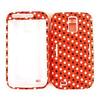 Samsung Galaxy S II S2 S 2 / SGH T989 T Mobile TMobile / Hercules Black and White Polka Dots on Red Design Hybrid Snap On Jelly Skin Gel and Hard Protective Cover Case Kickstand / Kick Stand Cell Phone (Free by ellie e. Wristband) 