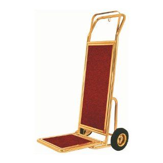 Bellman's Stainless Steel Brass Finish Carpeted Luggage Cart / Hand Truck   19" x 15" x 48"   Home And Garden Products