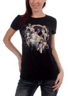 Dr. Who   Womens All Doctors & Tardis Collage T Shirt in Black Clothing