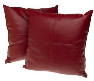 Arlee Faux Leather 17 Inch Decorative Pillow 2 Pack, Burgundy   Throw Pillows