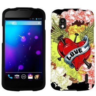 LG Nexus 4 Love Heart Tatto on Black Cover Case Cell Phones & Accessories