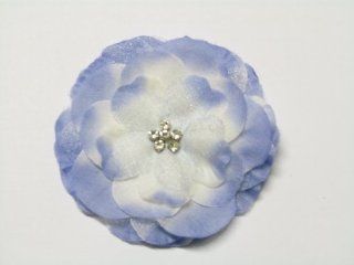 Blue/White Two Tone 3.3" Jeweled Center Flower Hair Clip Hair Accessories For All Ages  Beauty