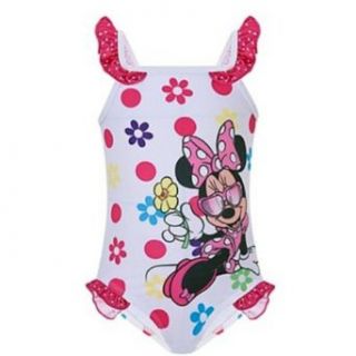 Disney Minnie Mouse "Sunglasses" White Toddler Girls One Piece Swimsuit 2T 5T (2T) Clothing