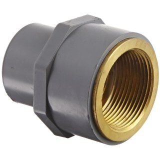 GF Piping Systems CPVC to Brass Transition Pipe Fitting, Adapter, Schedule 80, Gray, 1 1/4" NPT Female x SPG Industrial Pipe Fittings