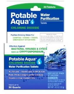 Potable Aqua Chlorine Dioxide Tablets  Camping Chemical Water Treaters  Sports & Outdoors