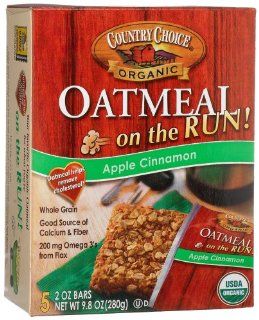 Country Choice Organic Oatmeal On The Run, Apple Cinnamon, 5 Count Bars (Pack of 6)  Oatmeal Breakfast Cereals  Grocery & Gourmet Food