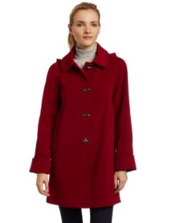 London Fog Womens Petite Size Clip Coat, Red, Large Outerwear