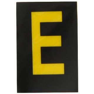 Brady 5905 E Bradylite 1 1/2" Height, 1 Width, B 997 Engineering Grade Bradylite Reflective Sheeting, Yellow On Black Reflective Letter, Legend "E" (Pack Of 25) Industrial Warning Signs