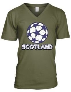 Scotland Soccer Mens V neck T shirt, Scottish Football National Pride Men's V Neck Shirt Clothing