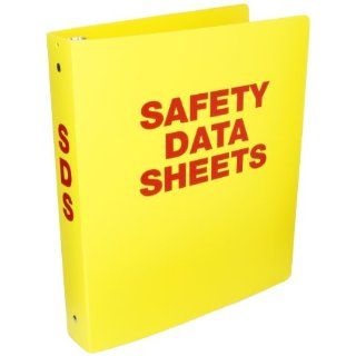 NMC RTK52C Right To Know Binder, "Material Safety Data Sheets", 3 /16 " Hole, Plastic, Red on Yellow Industrial Warning Signs