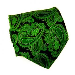 Necktie Set by Paul Malone 100% Silk Tie, Handkerchief and Cufflinks, Green Paisley at  Mens Clothing store