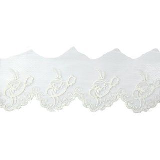 Wholeport White Color Nylon Embriodery Lace Trim Soft Floral Lace Trim 12cm (4.72") By the Yard