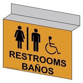 ADA Restrooms With Symbol Sign RRB 6986Ceiling BLKonGLD Restrooms  Business And Store Signs 
