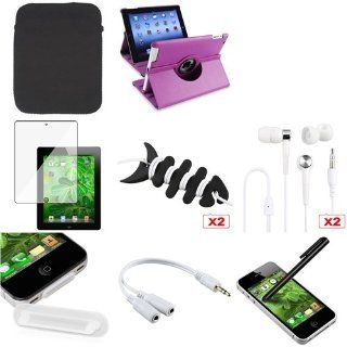 CommonByte 10 Accessory Purple 360 Swivel Leather Case Shield Stylus For iPad 4 4th 3 3rd 2 Computers & Accessories